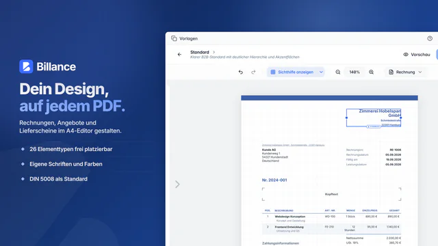 Screenshot von Billance für Windows: Dein Design, auf jedem PDF