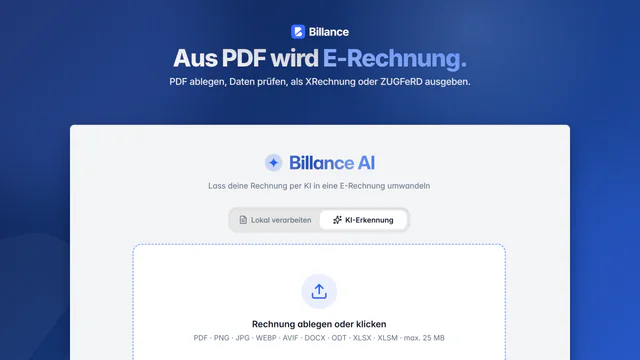 Screenshot von Billance für Windows: Aus PDF wird E-Rechnung