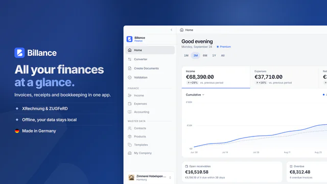 Screenshot of Billance for macOS: All your finances at a glance